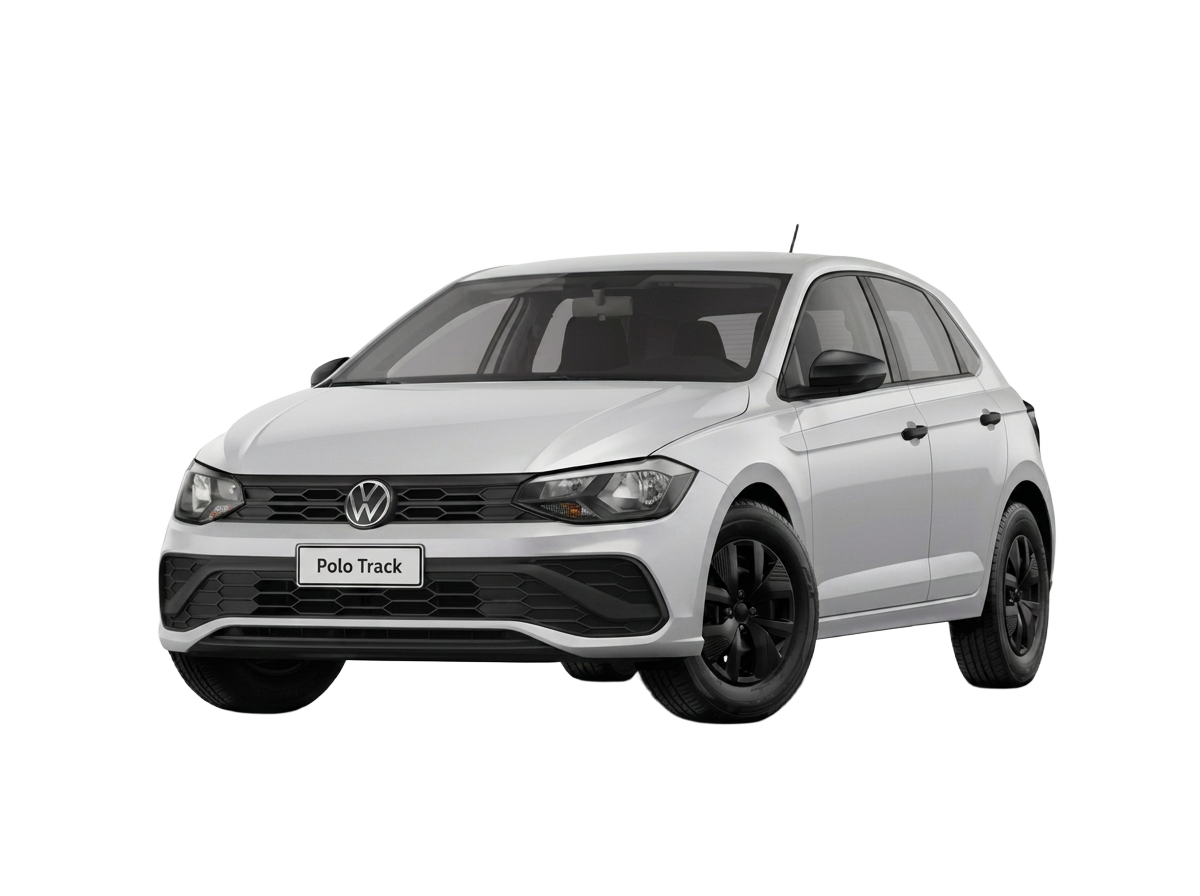 Volkswagen Polo Track branco disponível para locação